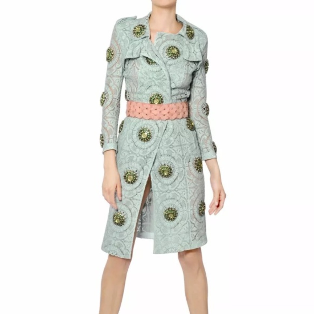 NWT Burberry Prorsum Gem Lace Trench Coat Sz 44